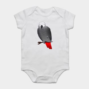 African Grey Parrot Perching and Sleeping on a Branch Baby Bodysuit